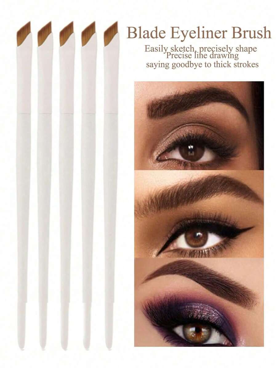 5/3/1pcs Pincel de Delineador Cerâmico em Forma de Nuvem, Pincel de Sobrancelha, Pincel Angulado Ultrafino para Desenho Preciso de Delineador, Pincel de Maquilhagem em Forma de Foice, Ferramenta de Beleza Portátil, Pincel de Delineador - Multicolorido - Ver 1