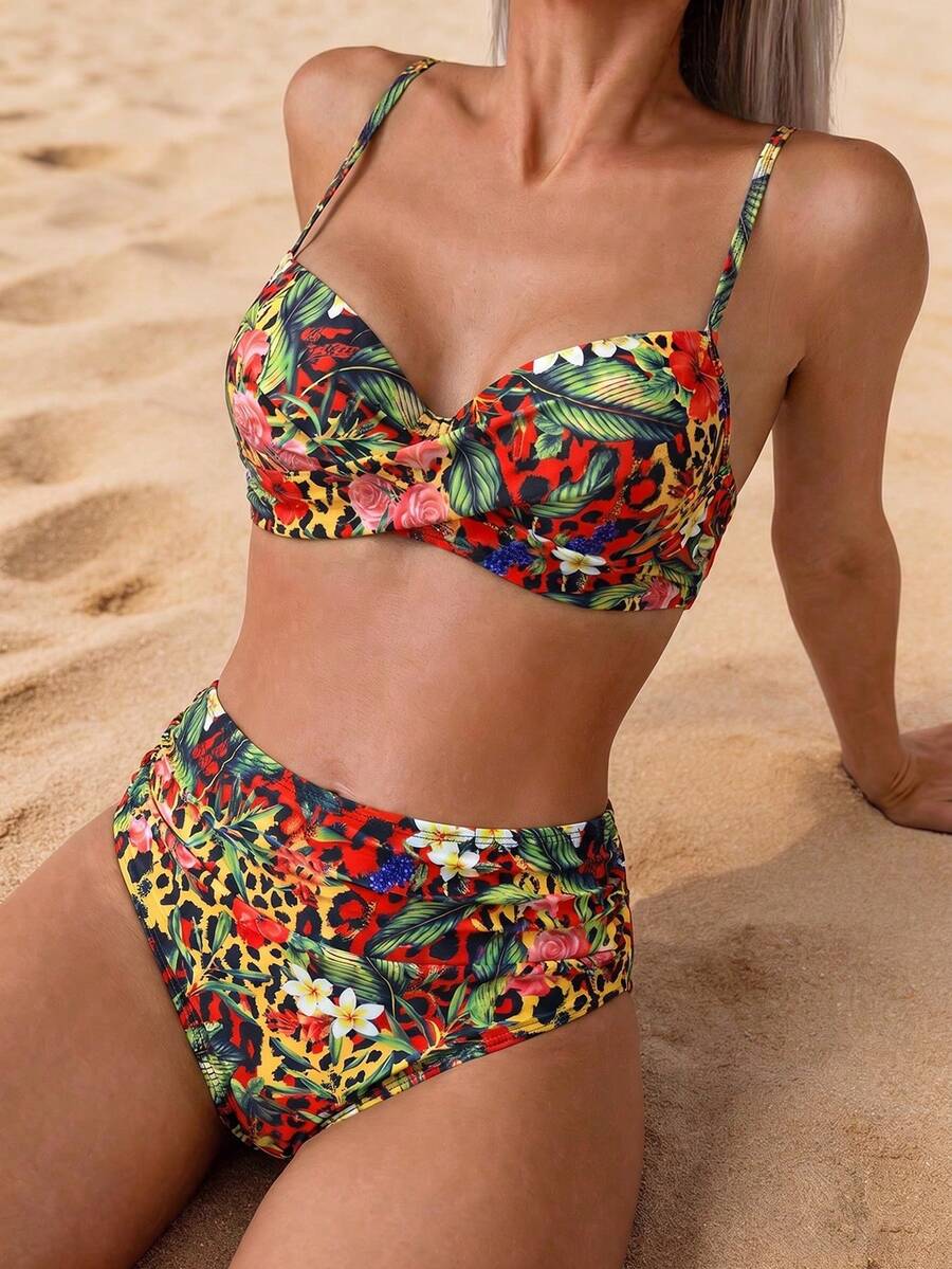 New Arrival European & American Style Women Solid Color Underwire Bikini Set Vacation Beach Summer - Multicolor - View 1
