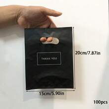 100个可重复使用的黑色塑料购物袋 - 非常适合用作感谢礼品、圣诞节、派对、商店和精品店包装 - 100pcs - 查看 13