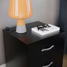 Home Discount Vida Designs Riano 3 Drawer Bedside Chest Cabinet Table Nightstand Bedroom Furniture Silver Handles Display Storage Unit - Black - Black - View 5