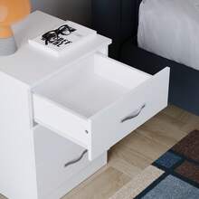 Home Discount Vida Designs Riano 3 Drawer Bedside Chest Cabinet Table Nightstand Bedroom Furniture Silver Handles Display Storage Unit - White - White - View 6