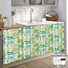 1pc, Home Decor, Floral Pattern Printed Table Skirt, Kitchen Small Curtain, Kitchen Cabinet Cover, With Curtain Holes, Easy To Hang, Rectangular, Machine Woven, Machine Washable, Kitchen Decoration And Accessories, Perfect For Kitchen Cabinets And Home Decor - Multicolor - View 2
