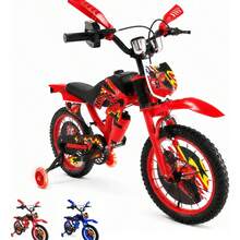 Bicicleta Realista Tipo Moto Para Niños R16 Rodada Con Casco - Rojo - Ver 8