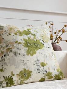 1pc/2pcs Sage (No Insert) Vintage Botanical Floral Pattern Throw Pillow Cover, Fashionable Retro Comfortable Jacquard Chenille + Faux Cashmere Decorative Pillow Cover, Suitable For Daily Home Decor, Sofa, Bed, Bedroom, Gift, Holiday Decoration, Spring Summer Autumn Winter, All Seasons, Aesthetic - Sage Green - View 3