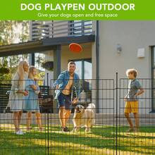 Valla de Jardín Metálica de 10 Paneles, Cerca para Perros sin Excavar, Uso Exterior para Patio. Medidas: 32 pulgadas de alto x 29 pies de ancho - Negro - Ver 1