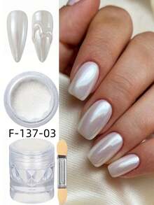 Y2K Mirror Nail Powder With Applicator Brush, Magic Mirror Effect White/Gold/Silver, Suitable For Nail Decoration, Nail Supplies - Multicolor - View 9