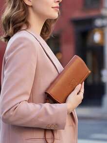 Celine Embossed Faux Leather Glasses Case - Portable Eyewear/Sunglasses Protective Pouch, Suitable For Daily Use And Travel - A - View 2