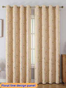 2 buah Tirai Daun Merambat Elegan, Dengan Pola Daun Merambat Emas, Cocok untuk Dekorasi Sepanjang Musim, Dapat Digunakan di Ruang Tamu, Kamar Tidur, dll. Dengan Desain Lubang, Cocok untuk Penggunaan Tirai Ruang Tamu - krem - View 7