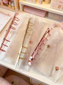 One A5/A6/A7 Rose Gold Metal Transparent Leaf Binder, A5 Binder, Refill Pages, Sticker Album, Transparent Sticker Book, Sticker Book, Photo Storage Bag, Photo Album, Budget Planner, Diary, Notebook, Office Supplies, Household Management - Color - View 8