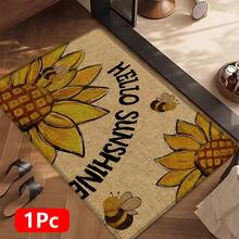 1 pieza, Decoración del hogar, Estampado de patrón de girasol, Alfombra de cocina de lino, Tapete de cocina, Tapete de piso, Tapete de baño, Tapete de puerta, Impresión 3D rectangular, Apto para sala de estar, dormitorio, pasillo, baño, lavandería - Alfombra de poliéster, Apto para decoración del hogar interior y exterior - Multicolor - Ver 16