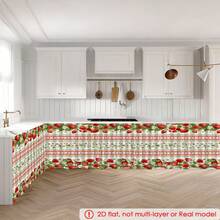 1pc, Home Decor, Strawberry Pattern Printed Table Skirt, Kitchen Small Curtain, Kitchen Cabinet Cover, With Curtain Holes, Easy To Hang, Rectangular, Machine Woven, Machine Washable, Kitchen Decoration And Accessories, Perfect For Kitchen Cabinets And Home Decor - Multicolor - View 7