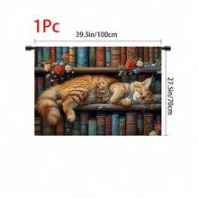 1pc, Home Decor, Cat Pattern Printed Table Skirt, Kitchen Small Curtain, Kitchen Cabinet Cover, With Curtain Holes, Easy To Hang, Rectangular, Machine Woven, Machine Washable, Kitchen Decoration And Accessories, Perfect For Kitchen Cabinets And Home Decor - Multicolor - View 15
