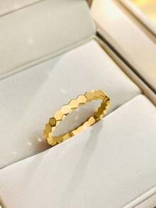 1 chiếc nhẫn bạc 925 cao cấp tối giản, bóng bẩy hình tổ ong dành cho nữ, món quà trang sức thanh lịch. - Vàng - Xem 24