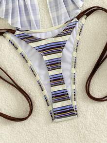 2er Set sexy gestreifter Bikini - Perlen-Camisole-Top und hochgeschnittene Hose, geeignet für Strand- und Pool-Urlaub im Sommer - Verschiedenfarbig - Übersicht 8