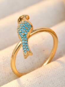 Vintage Bird-Shaped Ring Inlaid With Synthetic Turquoise, Forest Style, Rustic Style, Daily & Vacation Women's Ring - Two-color - View 5