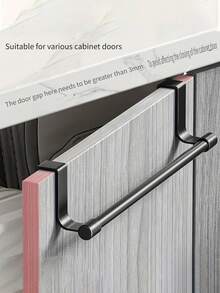 1pc/2pcs Stainless Steel Towel Rack, Door Hanging Towel Rack, Kitchen Accessories, Home Storage Accessories, Drill-Free Cabinet Dishcloth Hanging Rack, Kitchen Back Towel Storage Single Bar, Suitable For Home Kitchen, Dining Room, Bathroom - Multicolor - View 5