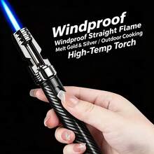 Handheld Jet Flame Torch, Windproof Lighter For Cigar, Baking, Moxibustion And BBQ, Without Battery - 金色 - 查看 2