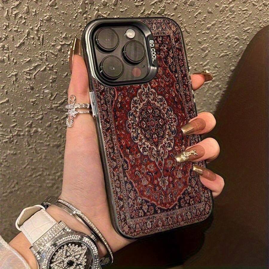 Funda para Teléfono - 1 unidad Diseño Retro con Patrón de Rosas Rojas, Funda para Teléfono con Laser IMD, Bordes Suaves y Parte Trasera Dura, Cubierta Protectora Adecuada para Apple 16 - Multicolor - Ver 1