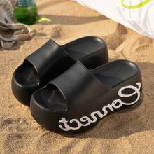Letter Print Platform Thick Sole Slippers, Essential For Daily Wear, Commuting And Beach Vacations, Perfect For Dopamine Style Trendsetters - Connect Printed Sandals - View 7