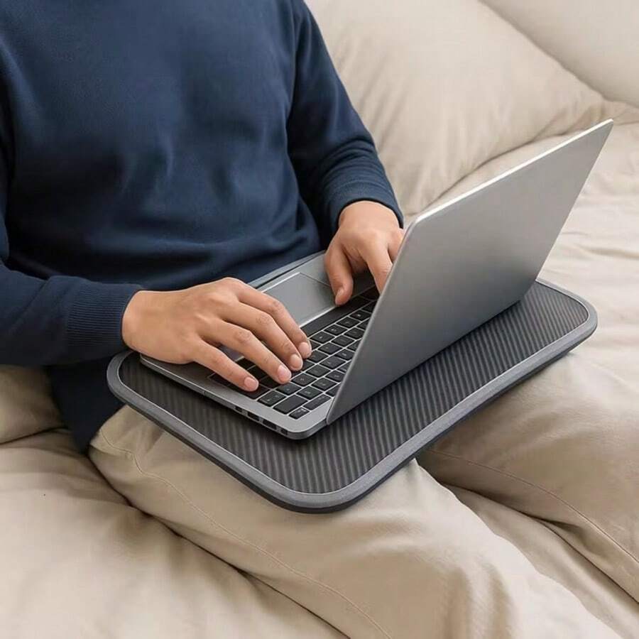 Compact Over-The-Knee Desk Small Laptop Tray 39x29x4.5cm Portable Space-Saving Ergonomic Laptop Stand Suitable For Laptops Under 15 Inches Bed Sofa Office Study Gaming Dual Use - Black - View 1