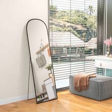 Full-Length Mirror 1615 X 50 Cm With Aluminum Alloy Frame For Living Room Or Bedroom, Black Color. - 黑色 - 查看 2