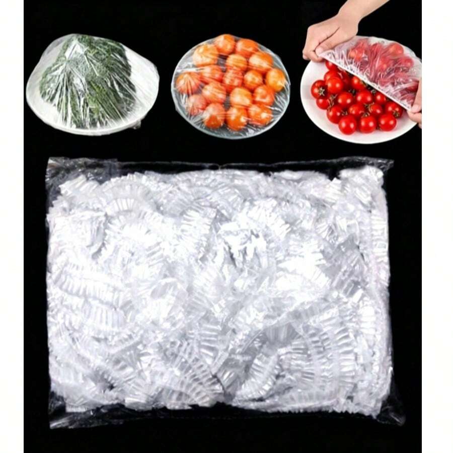 10/50/100/200/400/500個彈性塑膠食品蓋，可調節伸縮碗密封蓋，保鮮廚房保鮮膜，混色，適用於剩食儲存