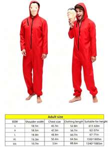 1 Bộ Trang Phục Hóa Trang Jumpsuit Đỏ, Trang Phục Biểu Diễn Anime (Không Bao Gồm Mặt Nạ), Halloween - Đỏ - Xem 6