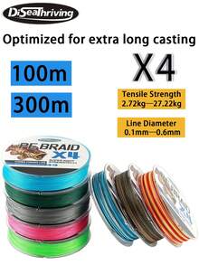 Braided Fishing Line - Ultra Strong - Abrasion Resistant - No Stretch - Blue Camo, Moss Camo, White, Green, Pink, Blue, 4-Strand Fishing Gear - Baby Blue - View 2