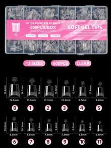 120 buah Kuku Palsu Setengah Penutup Bentuk Trapesium, Ujung Ekstensi Kuku Palsu Semi-Matte, Ujung Kuku Gel Lembut Bentuk Almond Ultra Pendek - Clear - View 4
