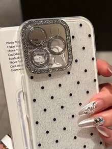 Glänzende Handyhülle mit Polka-Dot-Pailletten, kompatibel mit iPhone 17 Air 16 15 14 13 12 11 Pro Max 16 15 14 Plus 16 Pro Max 15 Pro Max, süße einfarbige Sommer-Bonbon-Farbe Rückseite - Weiss - Übersicht 5