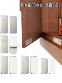 1 Set Ultra-Thin Strong Magnetic Cabinet Door Locks, No Drilling Required Double-Sided Adhesive Installation On Kitchen Cabinets, Wardrobes And Drawers, And Secure - Multicolor - View 1