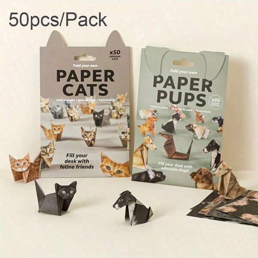 Set DIY Kucing Kertas 50pcs, Model Anjing, Kucing, dan Dinosaurus Kertas 3D yang Menyenangkan, Set Kerajinan Kertas Dekoratif - Origami Seru, Model Kucing dan Anjing Kertas 3D yang Menarik, Aktivitas Kerajinan Tangan Kreatif, Lipat Bentuk Kucing Kertas Anda Sendiri - Cocok untuk Pemula, Kerajinan Kucing 3D yang Mudah Dirakit - Sempurna untuk Ulang Tahun dan Natal, Nikmati Keseruan Kerajinan Tangan - Dekorasi Meja dan Hadiah untuk Pecinta Kucing, Hobi Kreatif, Dekorasi Buatan Tangan, Seni Kertas Dekoratif - MultiWarna - View 1