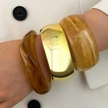 1/3pcs Minimalist Versatile Exaggerated Thick Colorful Resin Bangle Set, Stackable Bracelets, Simple High-End Style, Suitable For Daily Wear - Multicolor - View 7