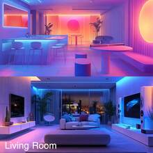 3.28ft-98.4ft RGB LED Light Strip, APP Control, Dimmable Music Sync Lighting, Suitable For Bedroom, Living Room, TV Backlight And Cozy Room Decoration - 3535RGB - 查看 8