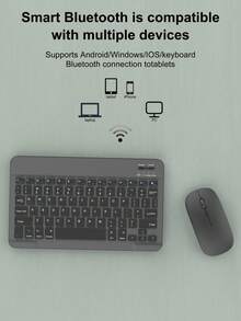 Wireless Keyboard Mouse Set For IPad A16 11th/10th, 9th/8th/7th 10.2", Air 10.9", 11", Pro 11", With PU Leather Tablet Protective Case, Detachable Wireless Keyboard (150mAh Battery) And Case With Pen Slot, Black - Black - View 8
