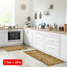 1 pieza, Decoración del hogar, Estampado de patrón floral, Alfombra de cocina de lino, Tapete de cocina, Tapete de piso, Tapete de baño, Tapete de puerta, Impresión 3D rectangular, Adecuado para sala de estar, dormitorio, pasillo, baño, lavandería - Alfombra de poliéster, Adecuado para decoración del hogar interior y exterior - Multicolor - Ver 13