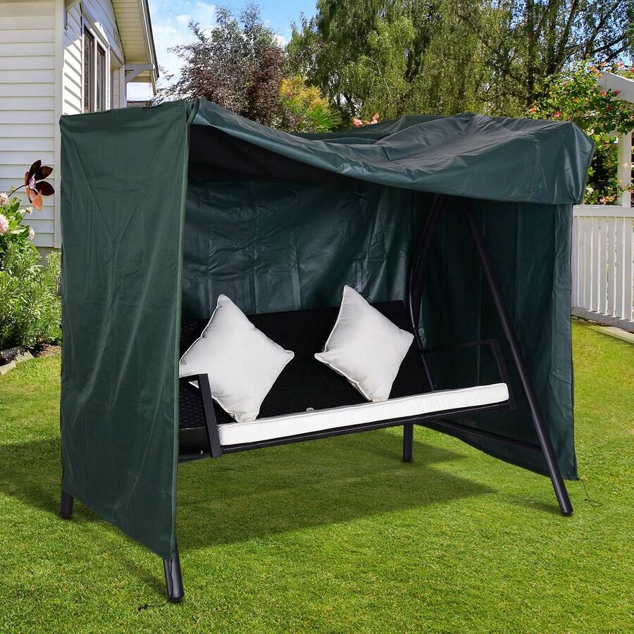 Garden Swing Cover, Protective Swing Cover, Waterproof Cover, Sun Protection, Oxford Fabric, 205x124x164cm - Dark Green - View 1