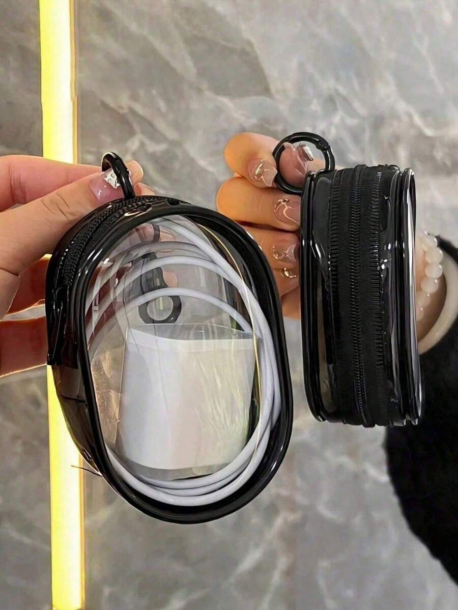 Mini Transparent Cable Storage Box, Portable Cable Organizer Suitable For Chargers, Earphones, Power Banks, Data Cables And Other Tech Accessories, Ideal For Travel, Office, Home And Car, Electronic Product Storage And Organization, Neat And Tidy Essential