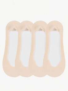 4/1 paires de chaussettes invisibles de bateau confortables et légères de couleur claire pour femmes - Beige - Voir 1