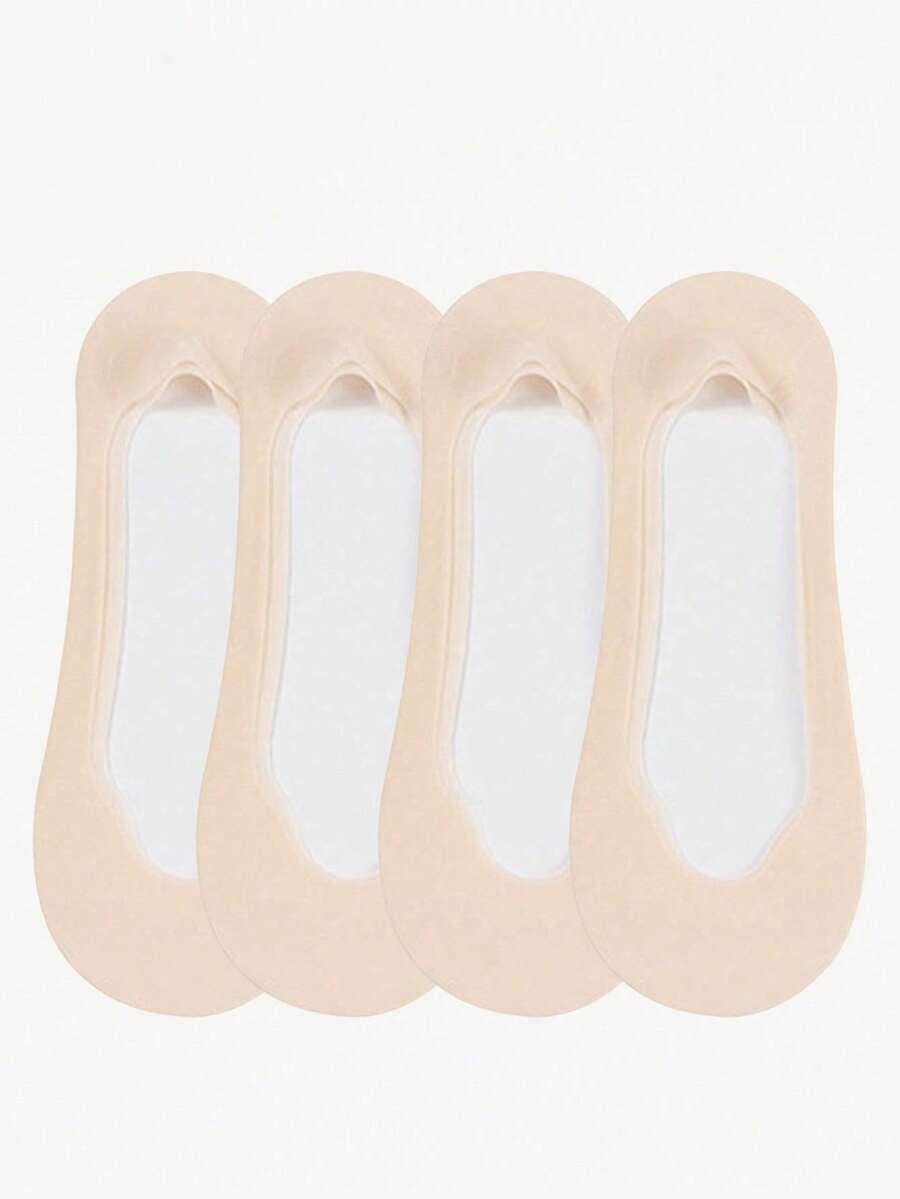 4/1 paires de chaussettes invisibles de bateau confortables et légères de couleur claire pour femmes - Beige - Voir 1