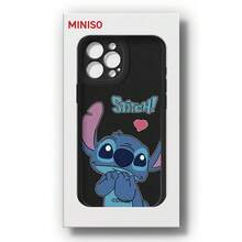Miniso Cute And Stylish Disney Stitch Cartoon Phone Case For Girls, Compatible With IPhone 17/17 Pro Max/16/17 Pro/15/14/16 Plus/17 Air/IP 13/15 Pro/12 Mini/11/15 Plus. Drop-Proof And Scratch-Resistant, Compatible With Apple Devices. - Black - View 5