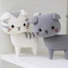 Kit de Materiales para Regalo Creativo: Colgante de Gato de Flores de Lana Tejido a Mano - Material naranja - Ver 7