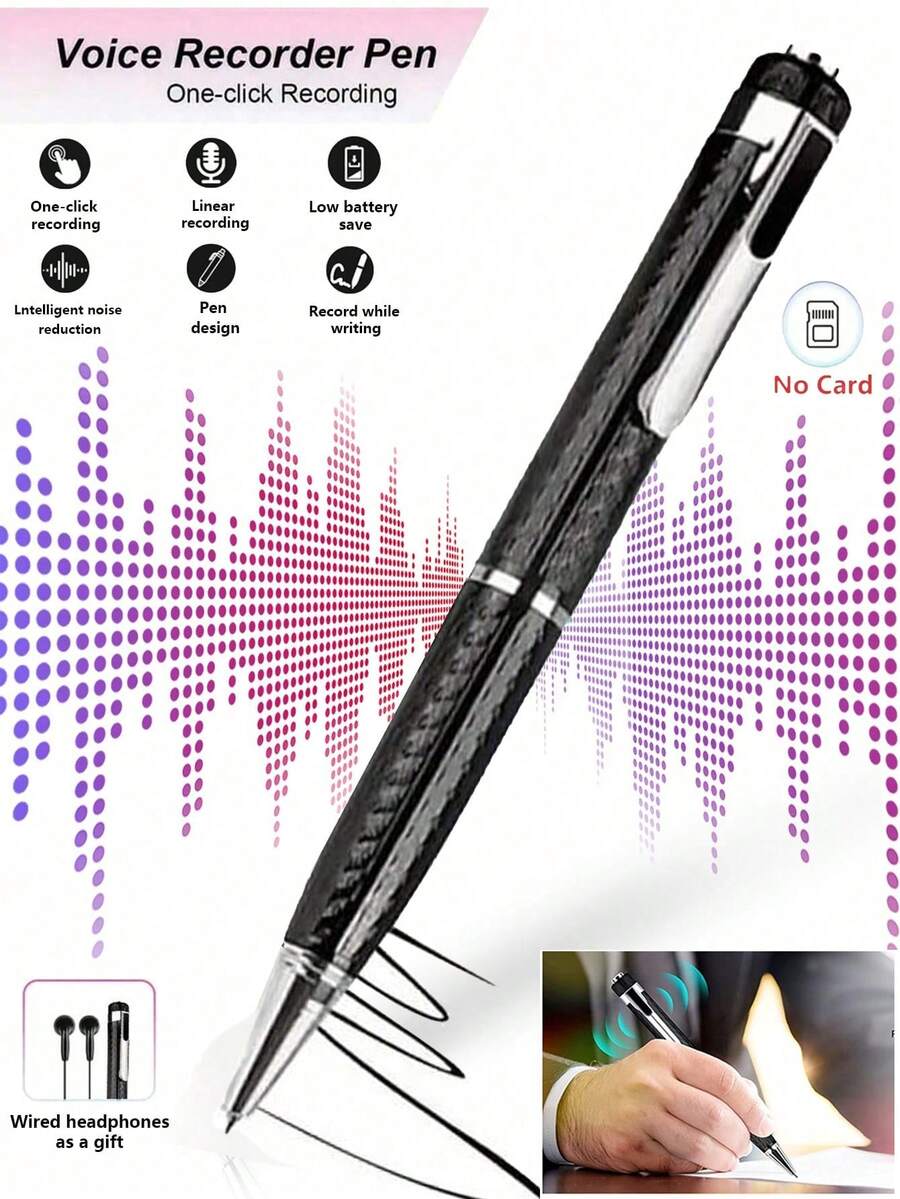 Voice Recorder Pen - 180mAh Portable And Long-Lasting Noise Reduction Design Suitable For For Lecture Meeting,Class Business Use Portable Recording Devices(SD Card Not Included) Mini Recorder - 查看 1