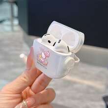三麗鷗 Smiles Hello Kitty 舒適居家風 AirPods 保護殼，可愛透明防震殼附旋轉支架，適用於 AirPods 1/2/3/4 及 Pro/Pro 2 代，適合新款 AirPods Pro 3，女友聖誕襪禮物 - transparent - 查看 3