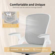 Ergonomic Mesh Office Chair With Flip Armrests And Lumbar Support - Grey - View 4