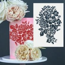 Reusable Cake Stencil Mold With Flower And Leaf Patterns, Baking Tool Suitable For Cakes, Cookies And Handicrafts | Flexible High Cake - White - View 13