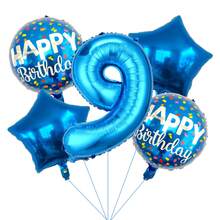 5pcs 32" Blue Number Balloon And 18" Star Round Foil Balloon Set, Suitable For Children And Adults, Birthday, Wedding, Anniversary Celebration Decoration - View 16