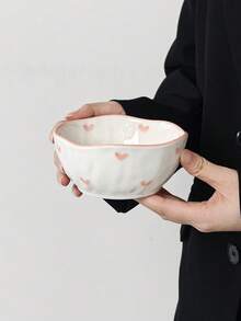 1個/2個/4個 INS風可愛釉下粉色愛心陶瓷碗，家用米飯碗、早餐燕麥碗、水果沙拉碗、義大利麵碗，節日禮物，送給家人和朋友的禮物 - 彩色 - 查看 8