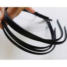 5 Buah Bando Rambut Tipis Minimalis Berbahan Kain Hitam Ukuran 5mm - Hitam - View 4