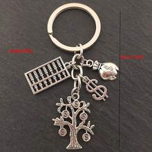 1pc Fashion 2D Abacus Money Tree Keychain, Zinc Alloy DIY Creative Exquisite Backpack Car Hanging Ornament, Unisex Holiday Gift For Friends, Blessing Commemorative Gift - Silver - View 4